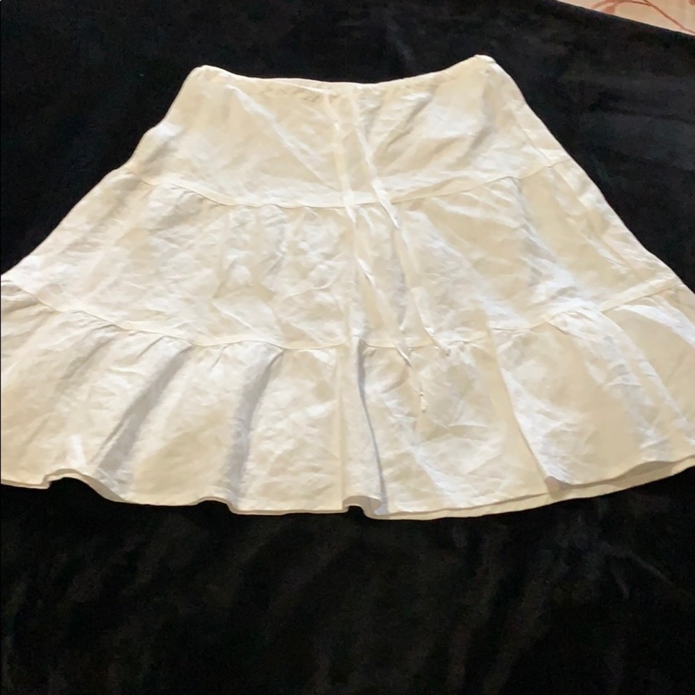 100% linen white skirt